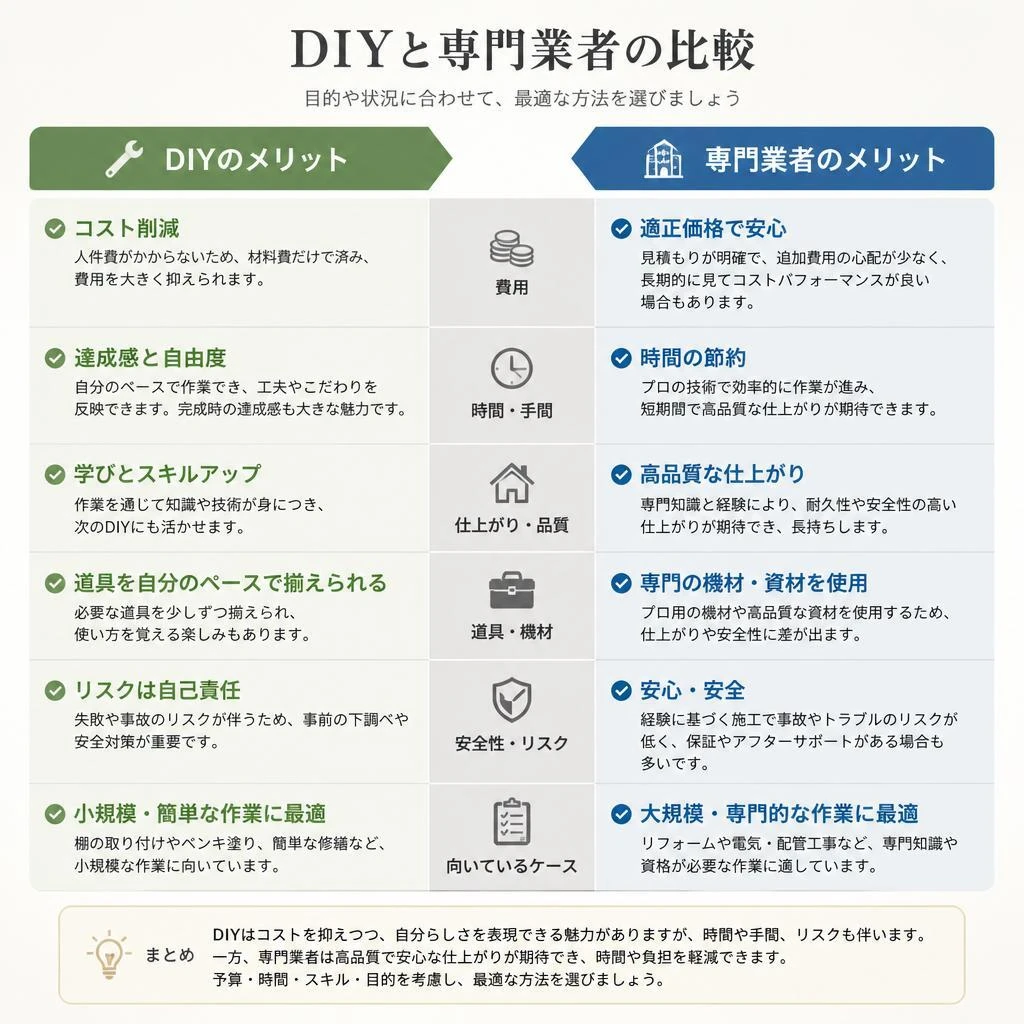 DIYとプロの比較